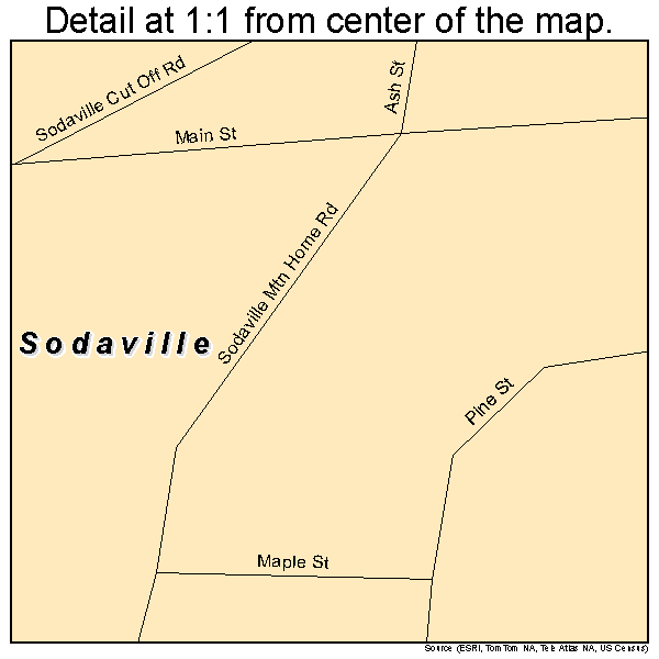 Sodaville, Oregon road map detail