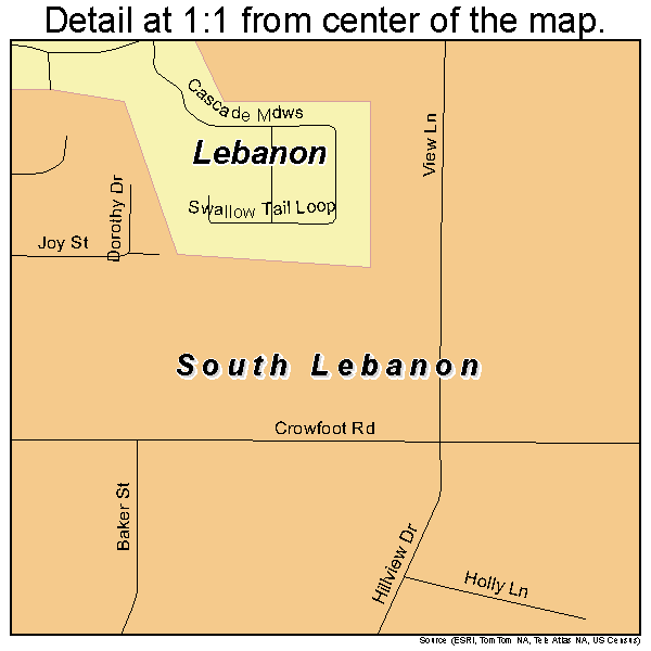 South Lebanon, Oregon road map detail