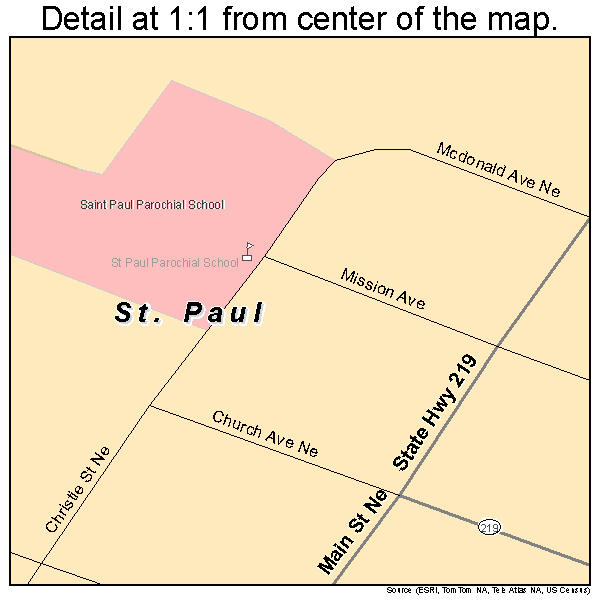 St. Paul, Oregon road map detail