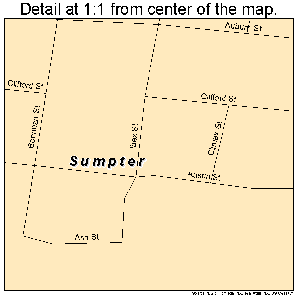 Sumpter, Oregon road map detail