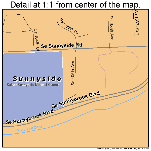 Sunnyside, Oregon road map detail
