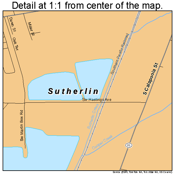 Sutherlin, Oregon road map detail