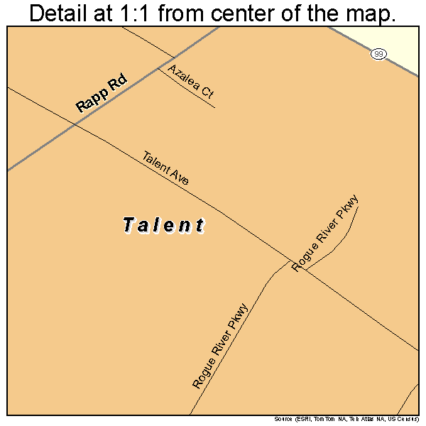 Talent, Oregon road map detail