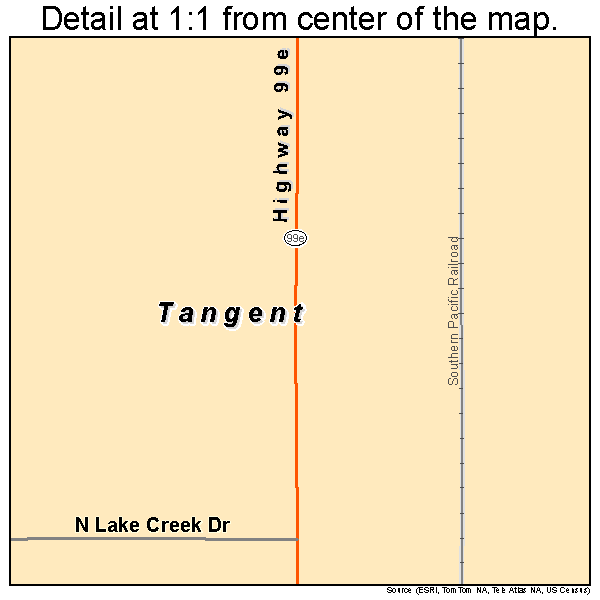 Tangent, Oregon road map detail
