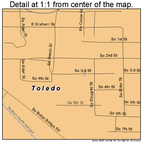 Toledo, Oregon road map detail