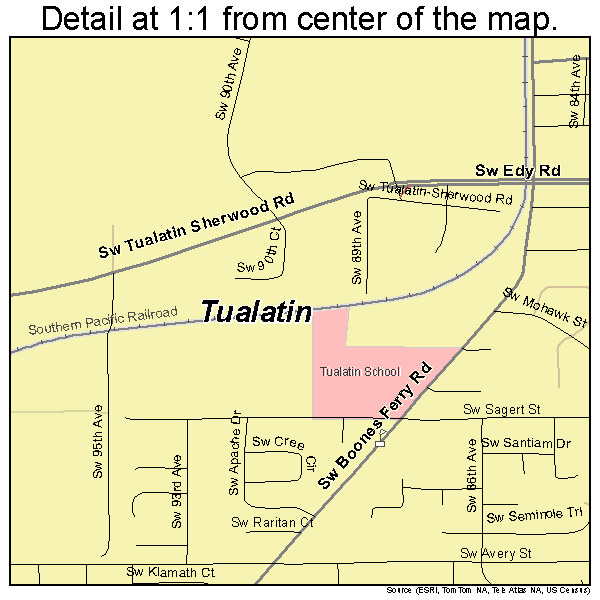 Tualatin, Oregon road map detail