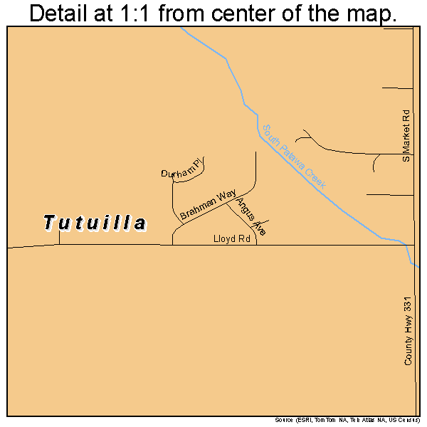 Tutuilla, Oregon road map detail
