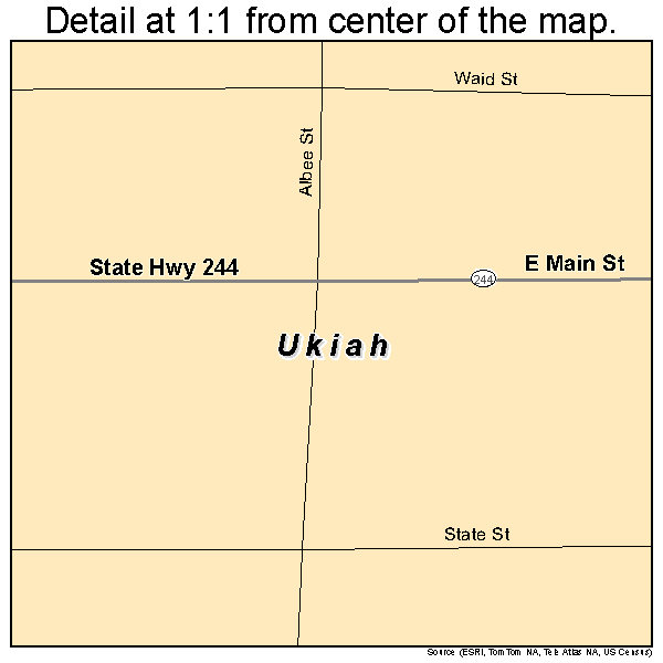 Ukiah, Oregon road map detail