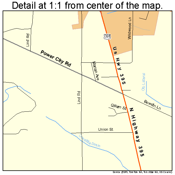 Umatilla, Oregon road map detail