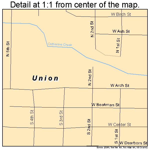 Union, Oregon road map detail