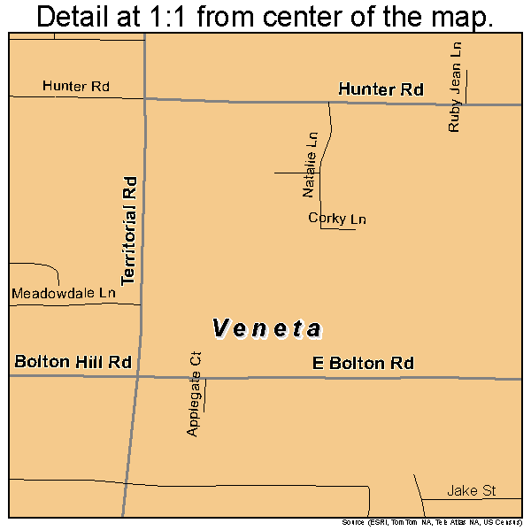 Veneta, Oregon road map detail