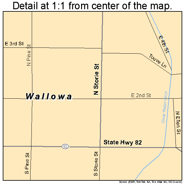 Wallowa, Oregon road map detail