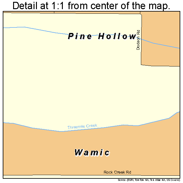 Wamic, Oregon road map detail