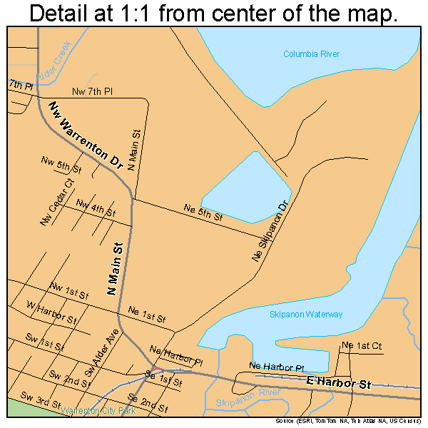Warrenton, Oregon road map detail