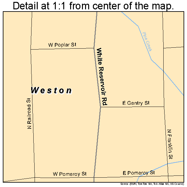 Weston, Oregon road map detail