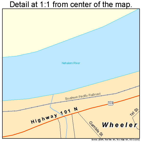 Wheeler, Oregon road map detail