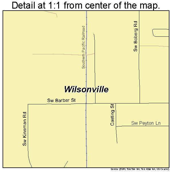 Wilsonville, Oregon road map detail