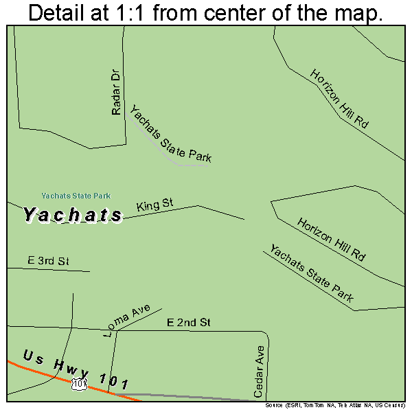 Yachats, Oregon road map detail