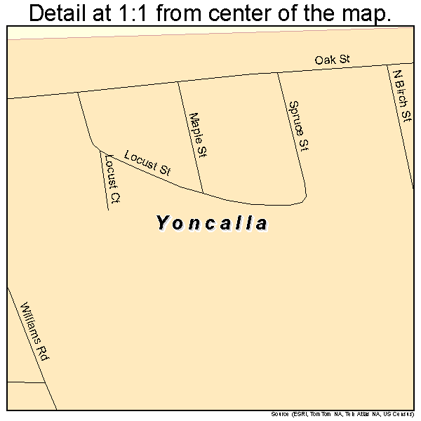 Yoncalla, Oregon road map detail