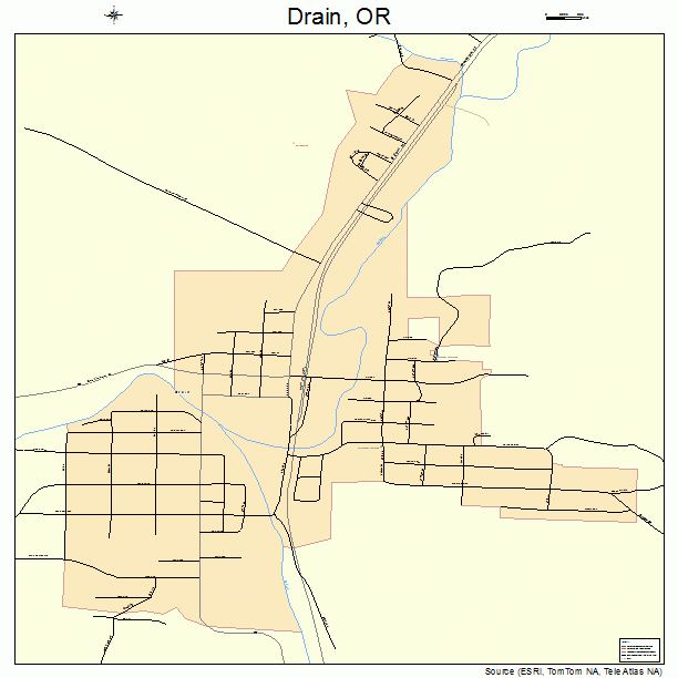 Drain, OR street map