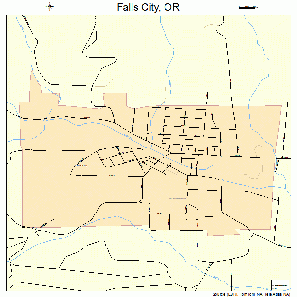 Falls City, OR street map