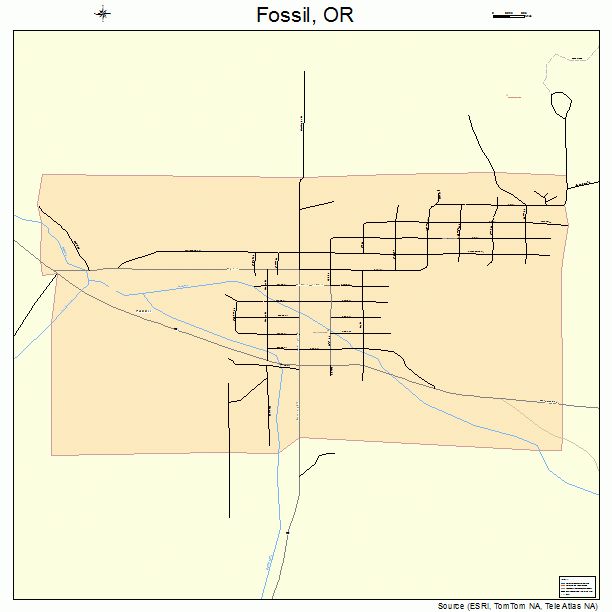Fossil, OR street map
