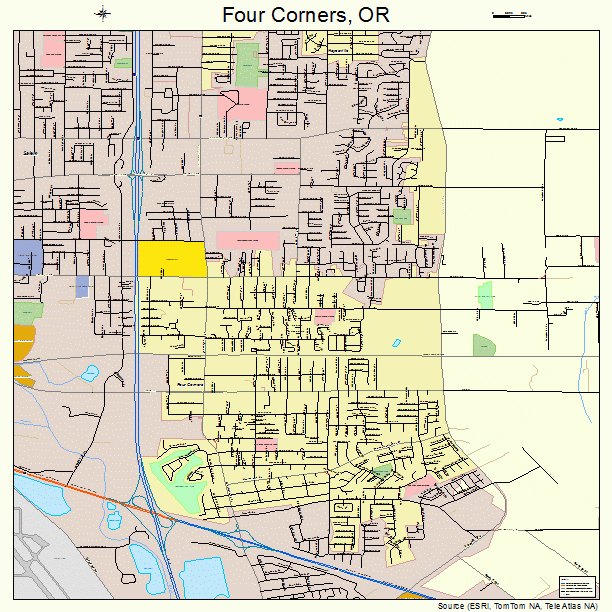 Four Corners, OR street map