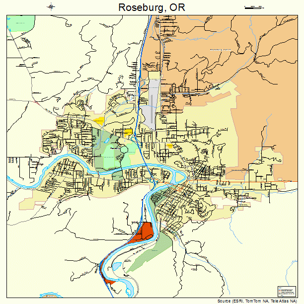 Roseburg, OR street map