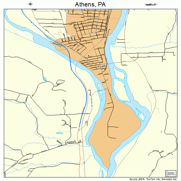 Athens, PA street map