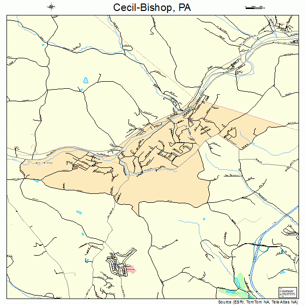 Cecil-Bishop, PA street map