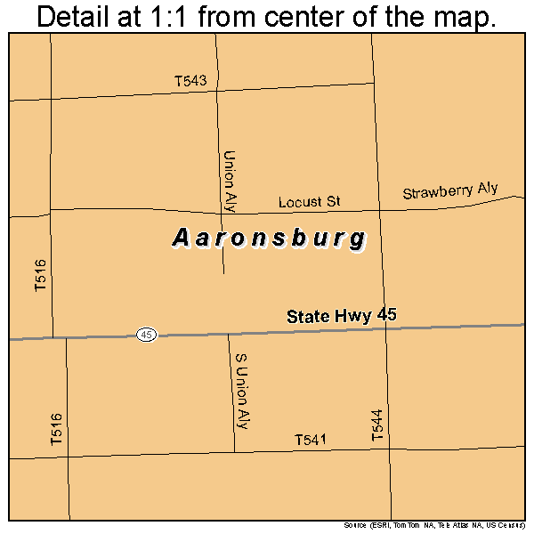 Aaronsburg, Pennsylvania road map detail