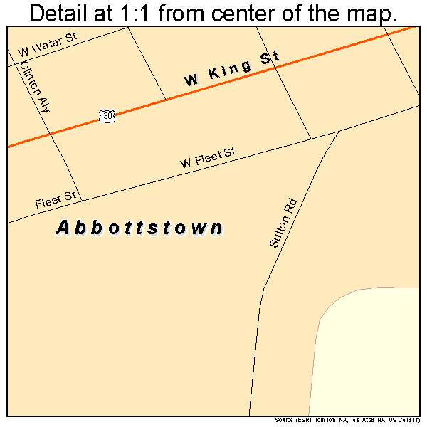 Abbottstown, Pennsylvania road map detail