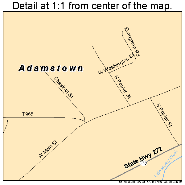 Adamstown, Pennsylvania road map detail