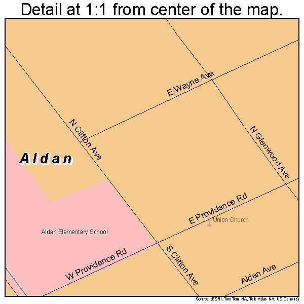Aldan, Pennsylvania road map detail