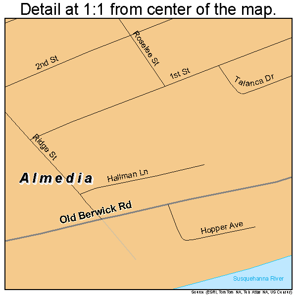 Almedia, Pennsylvania road map detail