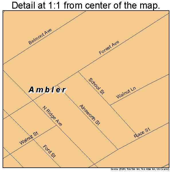 Ambler, Pennsylvania road map detail