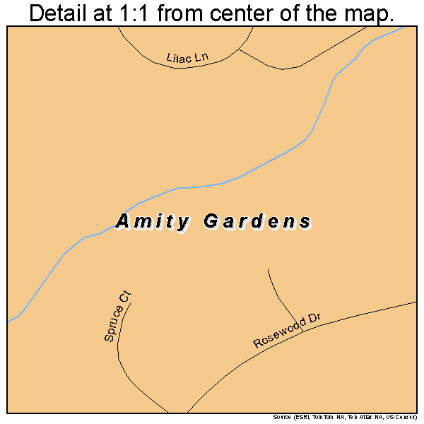 Amity Gardens, Pennsylvania road map detail