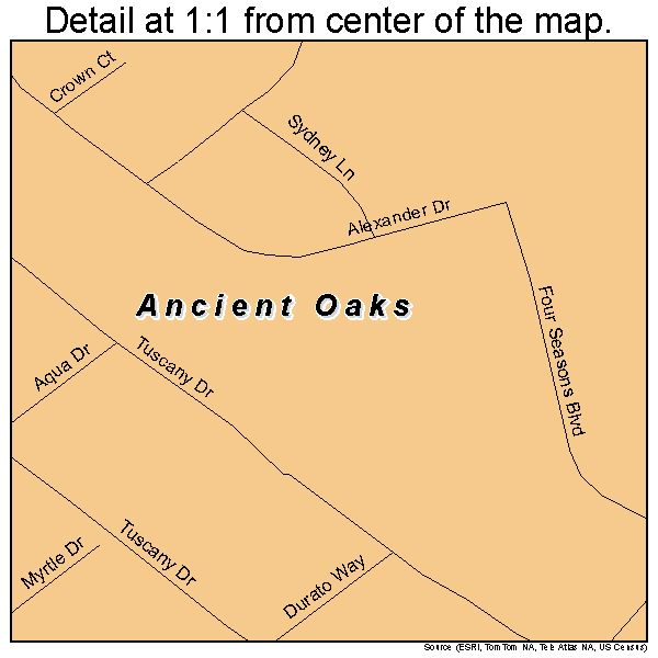 Ancient Oaks, Pennsylvania road map detail