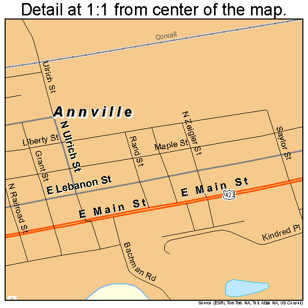 Annville, Pennsylvania road map detail