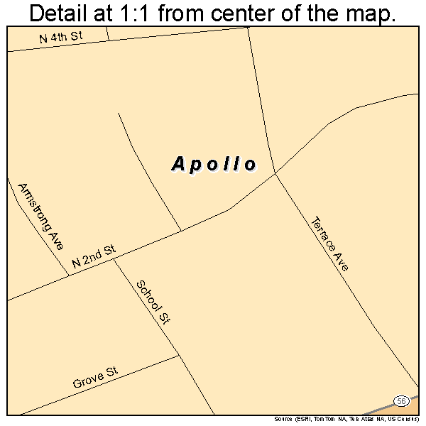 Apollo, Pennsylvania road map detail