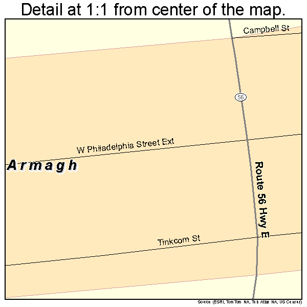 Armagh, Pennsylvania road map detail
