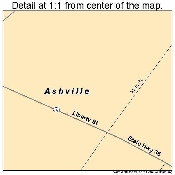 Ashville, Pennsylvania road map detail