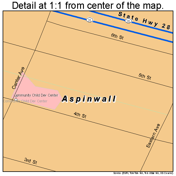 Aspinwall, Pennsylvania road map detail