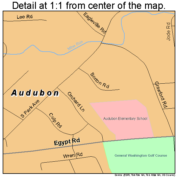 Audubon, Pennsylvania road map detail