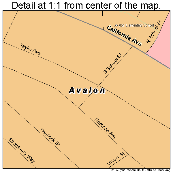 Avalon, Pennsylvania road map detail