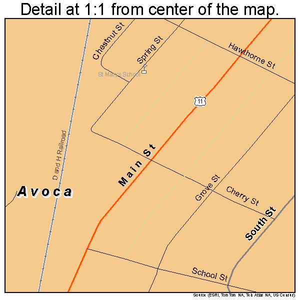 Avoca, Pennsylvania road map detail