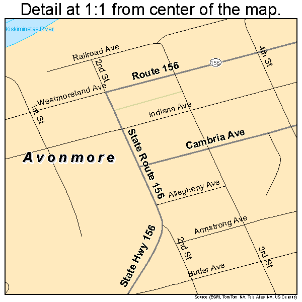 Avonmore, Pennsylvania road map detail