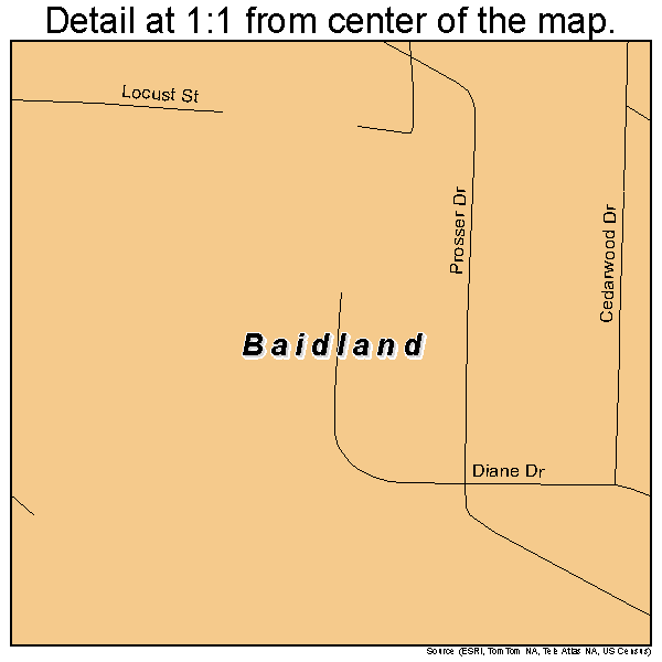Baidland, Pennsylvania road map detail