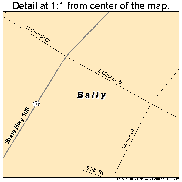 Bally, Pennsylvania road map detail