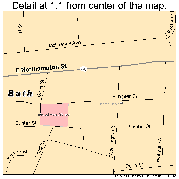 Bath, Pennsylvania road map detail